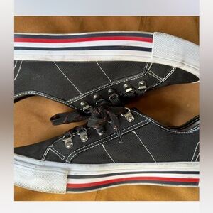 Tommy Hilfiger Black Canvas Sneakers with Red and White Accents